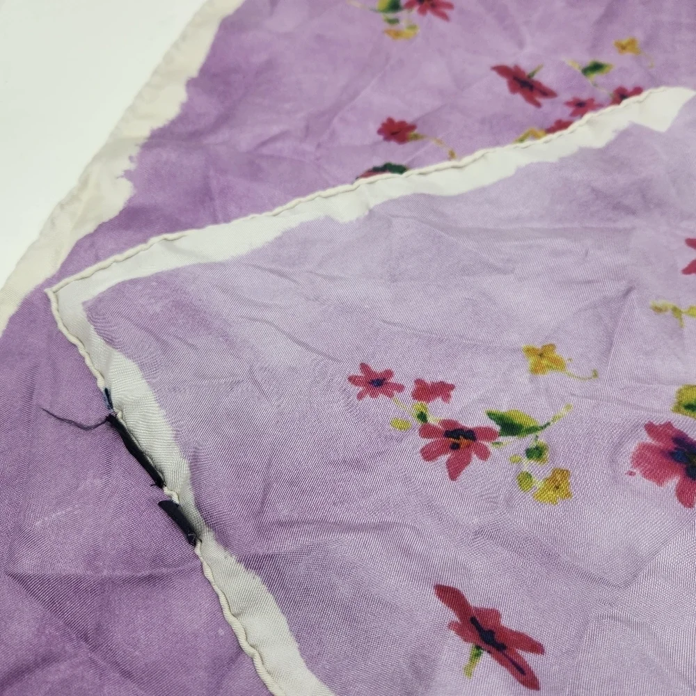 Prada | Women's Purple Printed Silk Twill Foulard Square Floral Printed Scarf